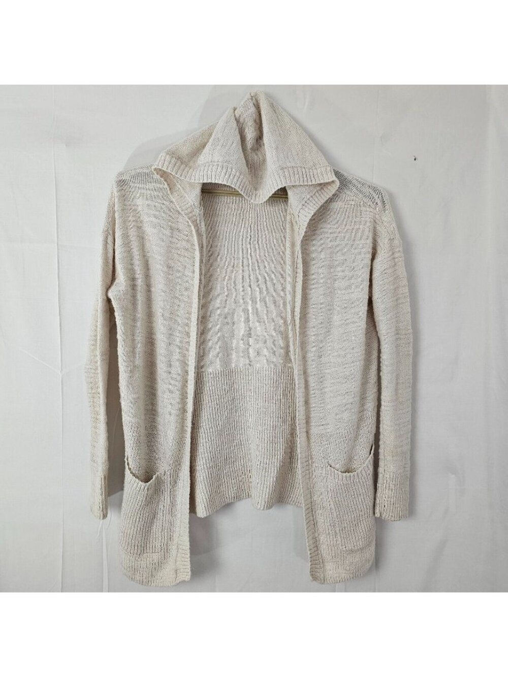 American Eagle Open Cardigan Womens S Cream Long Sleeve Loose Knit Sweater Boho